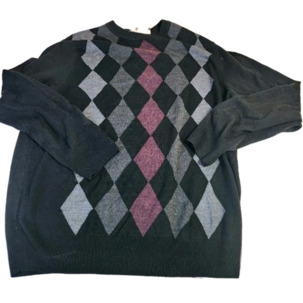 Dockers Crew Neck Argyle Sweater Mens XL Gray‎ Soft Classic Pullover Top $55 NWT